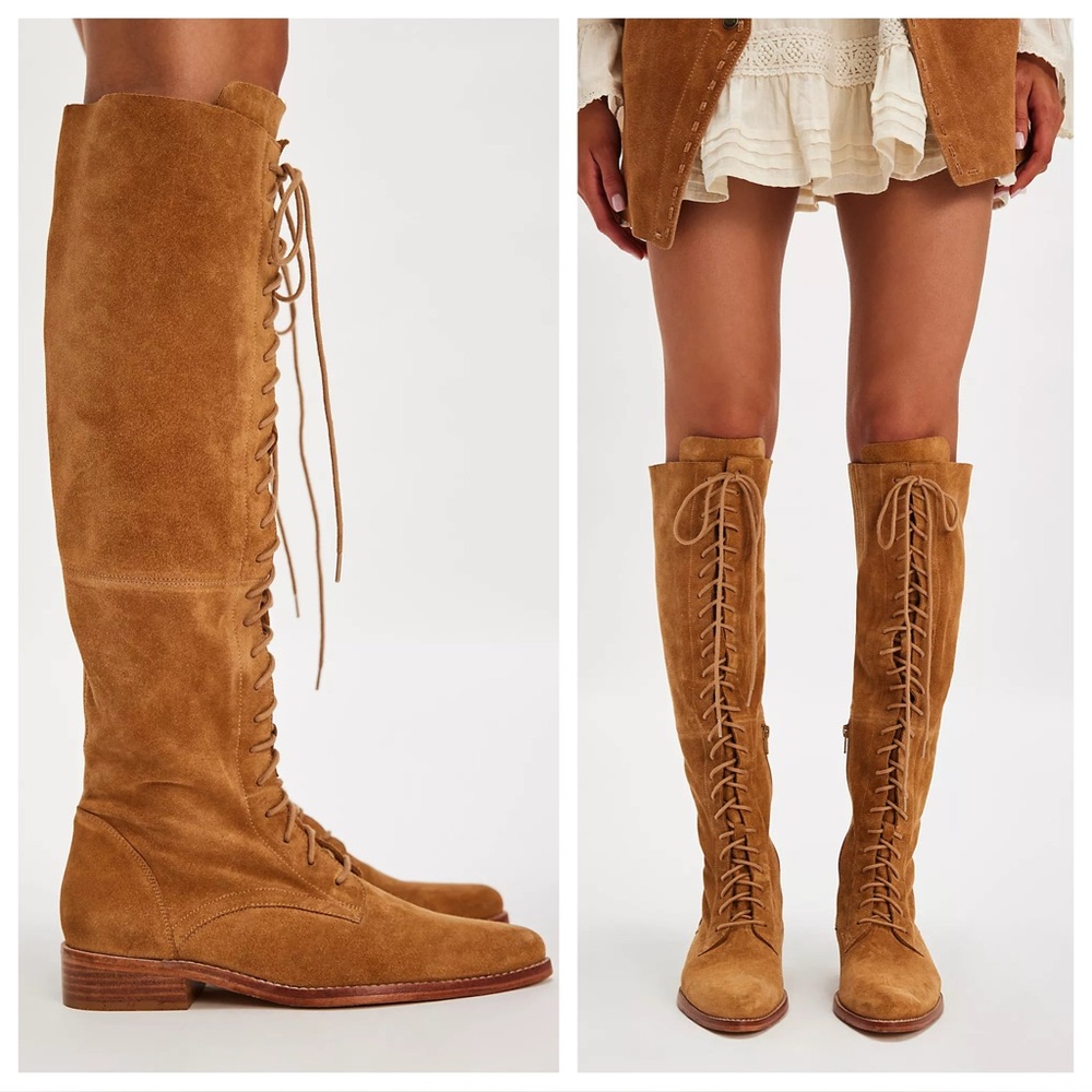 Free People Davey Over The Knee Lace Up Boots